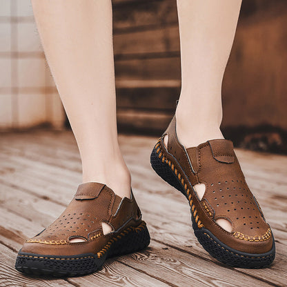 Herren Leder Sandalen Atmungsaktiv Sommer