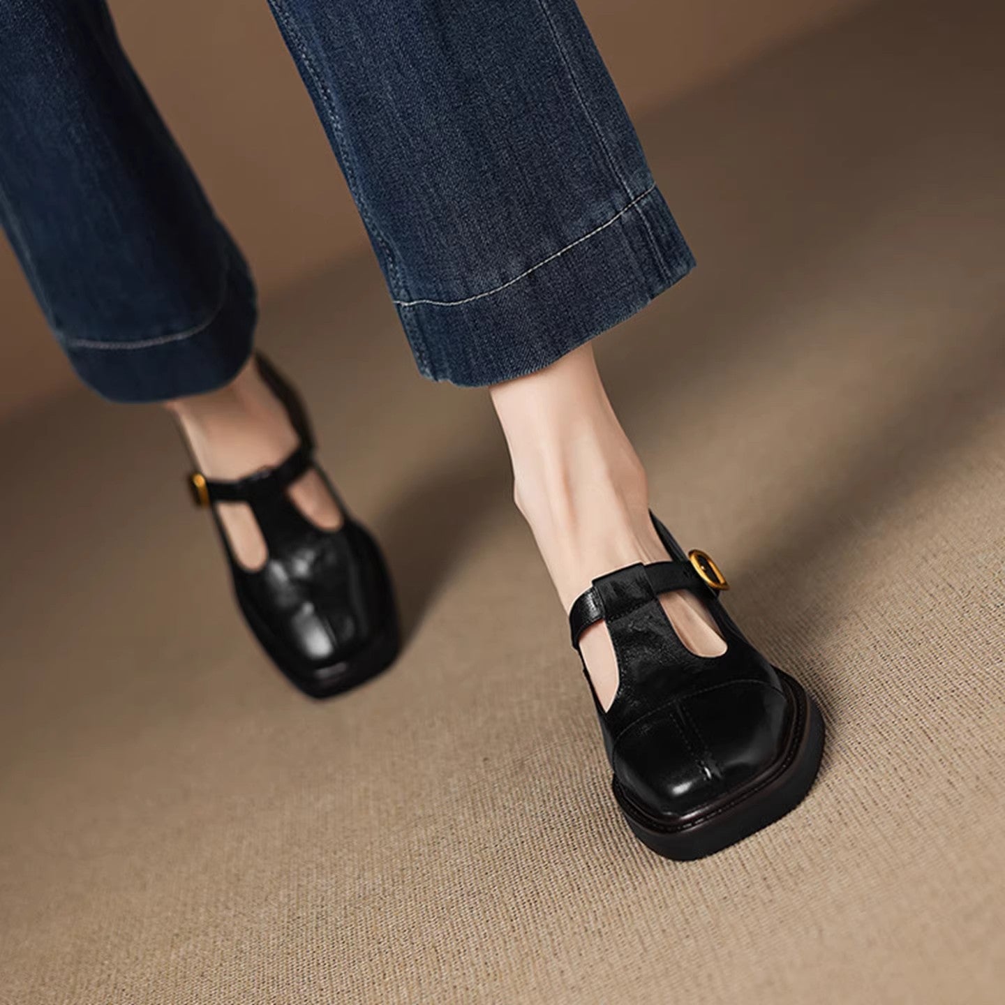 Elegante Damen Mary Janes Schuhe Hochwertig Leder