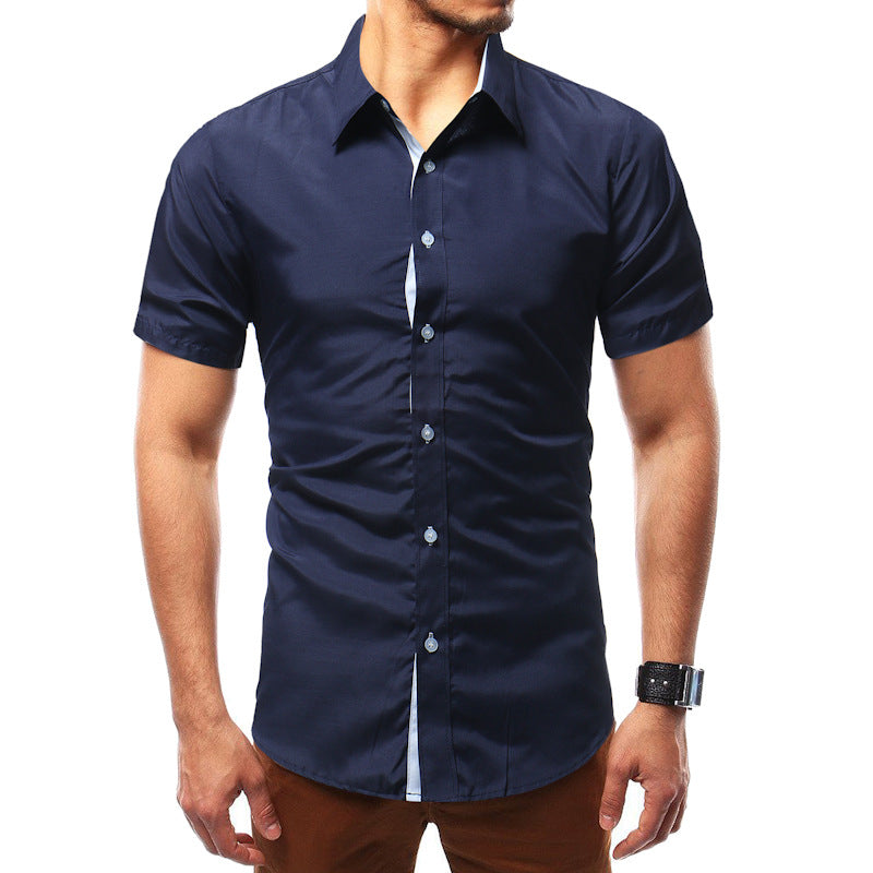 Herren Kurzarmhemd Modern Slim Fit Feinripp