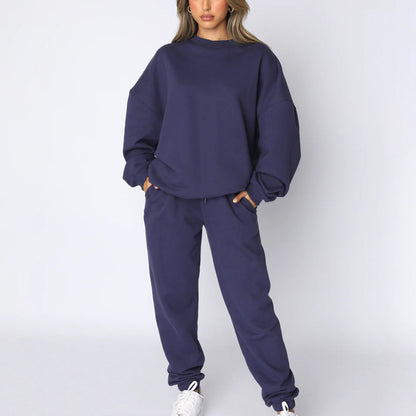 Damen Jogginganzug Baumwoll Sweatset Locker Fit
