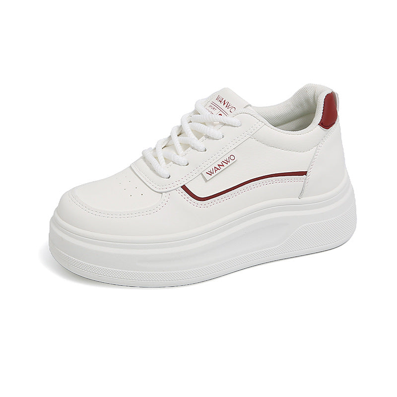 Damen Plateau Sneaker Hoch Glatt Elastisch