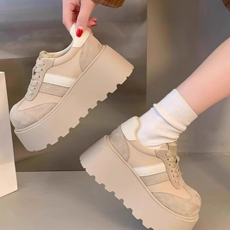 Damen Plattform Sneaker Hoch Veloursleder Bequem
