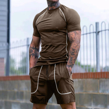 Herren Sportset Atmungsaktiv Kurzarmshirt und Laufshorts