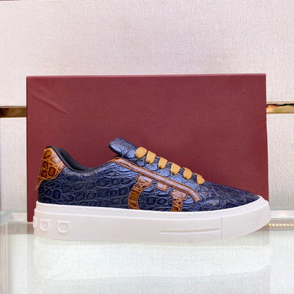Damen Sneaker Elegante Krokodil Design Schwarz Modisch