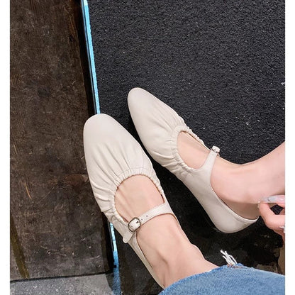 Damen Ballerinas Bequem Elastisch Schnürung