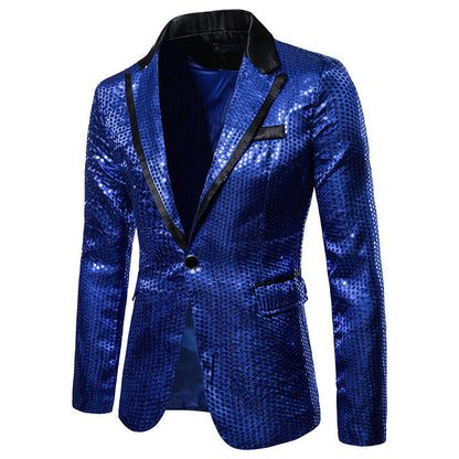 Glänzendes Pailletten Sakko Herren Abendjacke Elegant