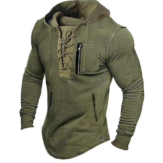 Herren Kapuzenpullover Sportlich Schnürverschluss Modern - BerlinGlamour