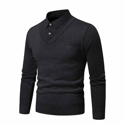 Herren Strickpullover V-Ausschnitt Modern Rippenmuster - BerlinGlamour