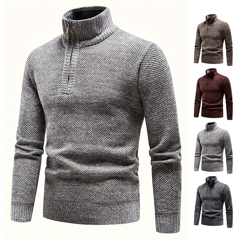 Herren Fleece Pullover Hochkragen Strukturiert