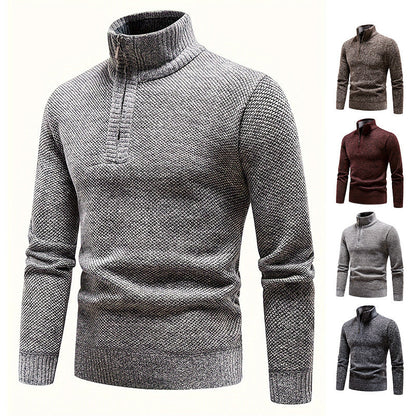 Herren Fleece Pullover Hochkragen Strukturiert
