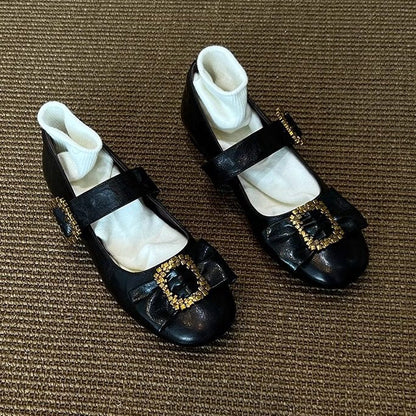 Damen Ballerinas mit Glitzerschnalle und weichem Innenfutter