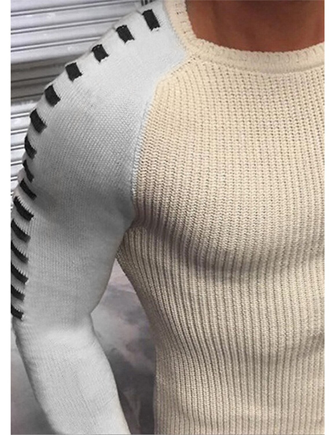 Herren Pullover Feinstrick Modern Kontraststreifen