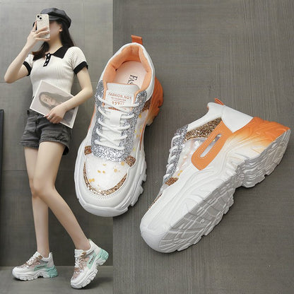 Damen Sneaker Chunky Glitzer Ergonomisch Comfort - BerlinGlamour