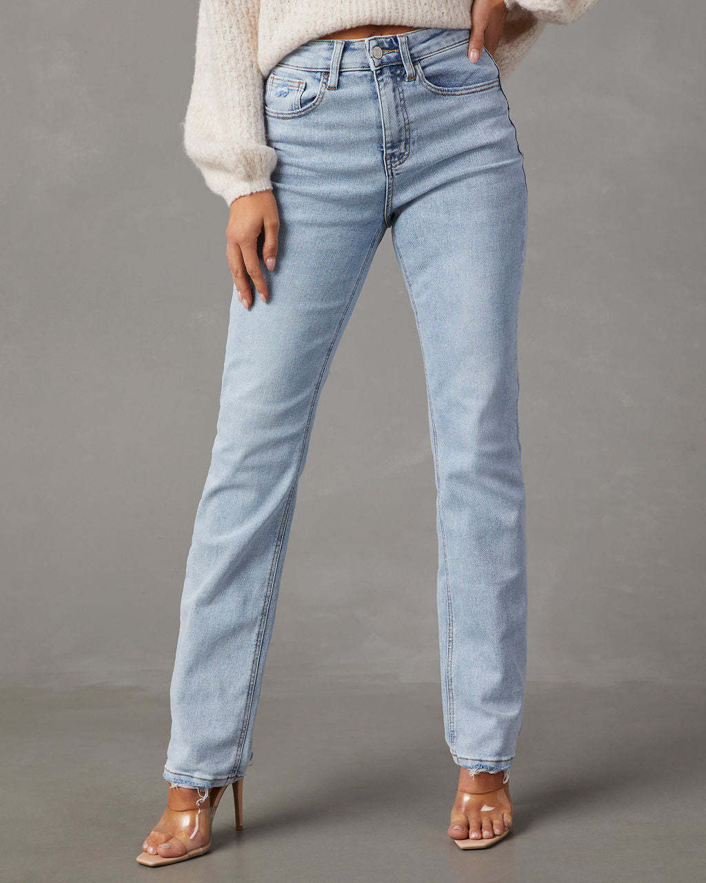 Damen High-Waist Jeans Lässig Outfit Frauen