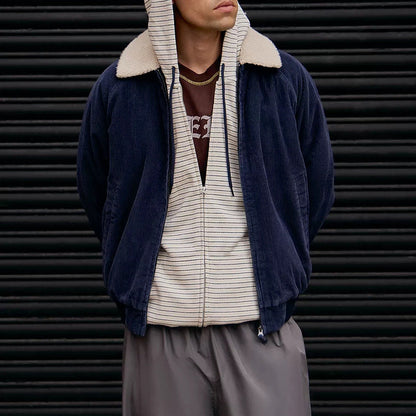 Herren Cordjacke Mit Abnehmbarem Kragen Modern