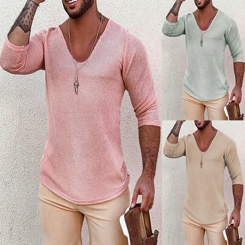 Herren T-Shirt V-Ausschnitt Modern Strukturdesign - BerlinGlamour