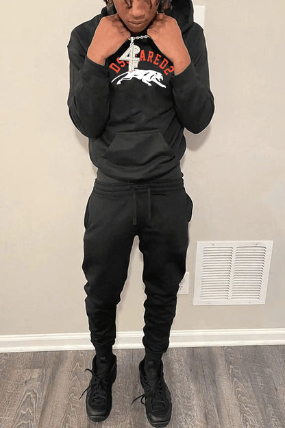 Herren Sportset Hoodie Jogger Hose mit Taschen Grau