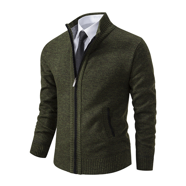 Herren Strickjacke Elegant Reißverschluss Kragen - BerlinGlamour