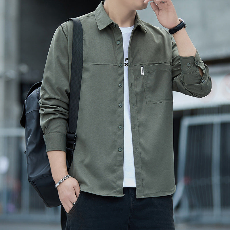 Herren Overshirt Jacke Lässig Mit Taschen Grau