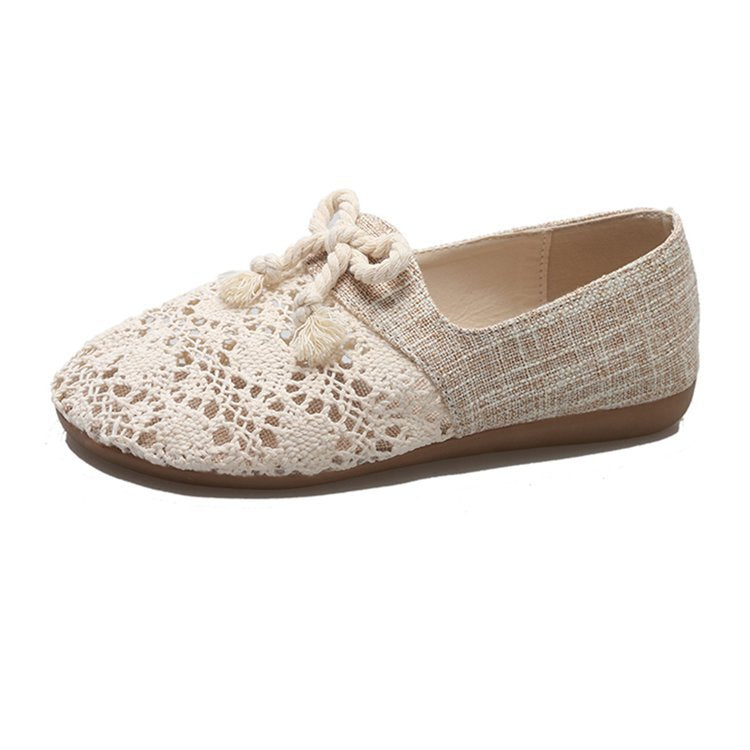 Damen Ballerinas Elegantes Design mit Häkelspitze