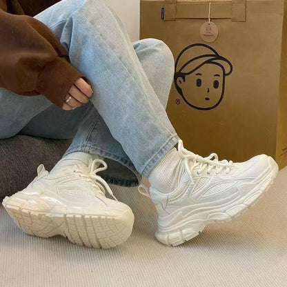 Damen Sneaker Sportlich Atmungsaktiv Mesh Weiße Sohle