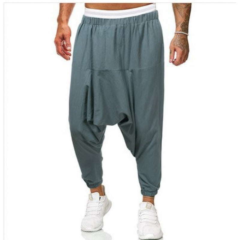 Herren Haremshose Bequem Elastisch Taschen