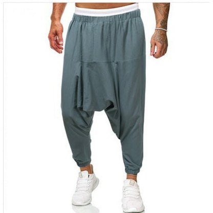 Herren Haremshose Bequem Elastisch Taschen
