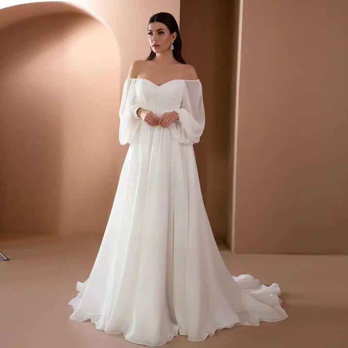 Damen Maxikleid Hochzeitsgäste Elegant Carmen Ausschnitt - BerlinGlamour
