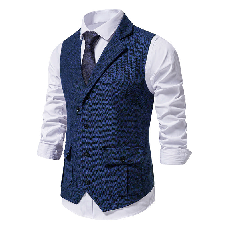 Herren Anzugweste Herringbone Stoff Elegant Modern