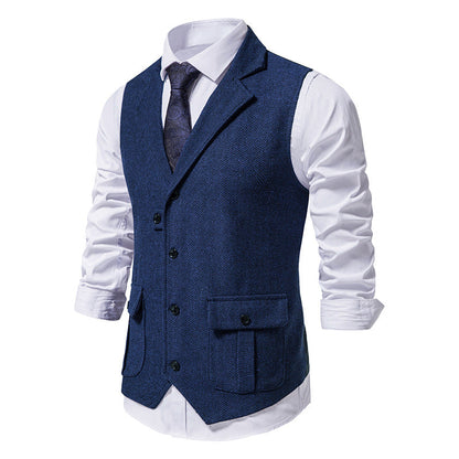 Herren Anzugweste Herringbone Stoff Elegant Modern