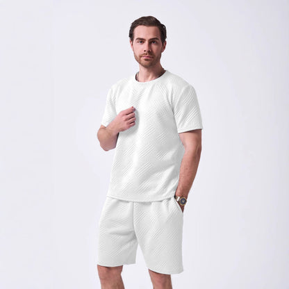 Herren Sport Set: Freizeit T-Shirt und Shorts mit Relief-Oberfläche