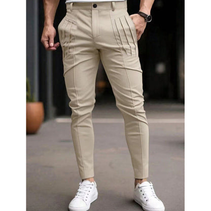 Herren Slim Fit Hose mit Bundfalten und Stretch