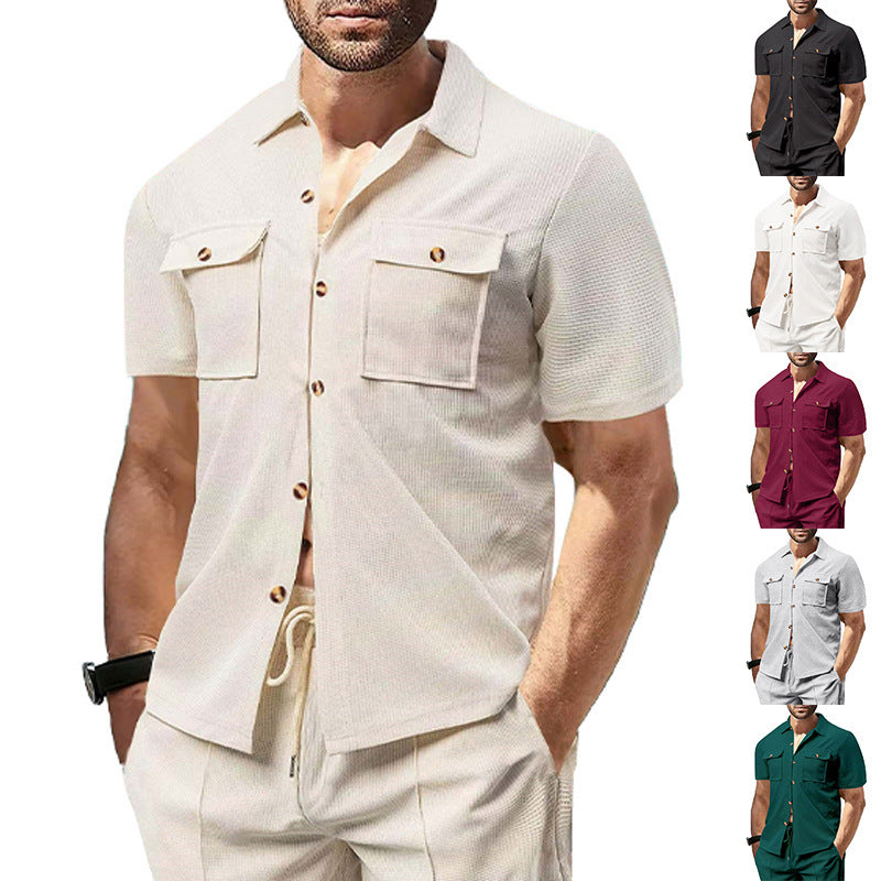 Herren Kurzarmhemd Stylisch mit Taschen Sommer - BerlinGlamour