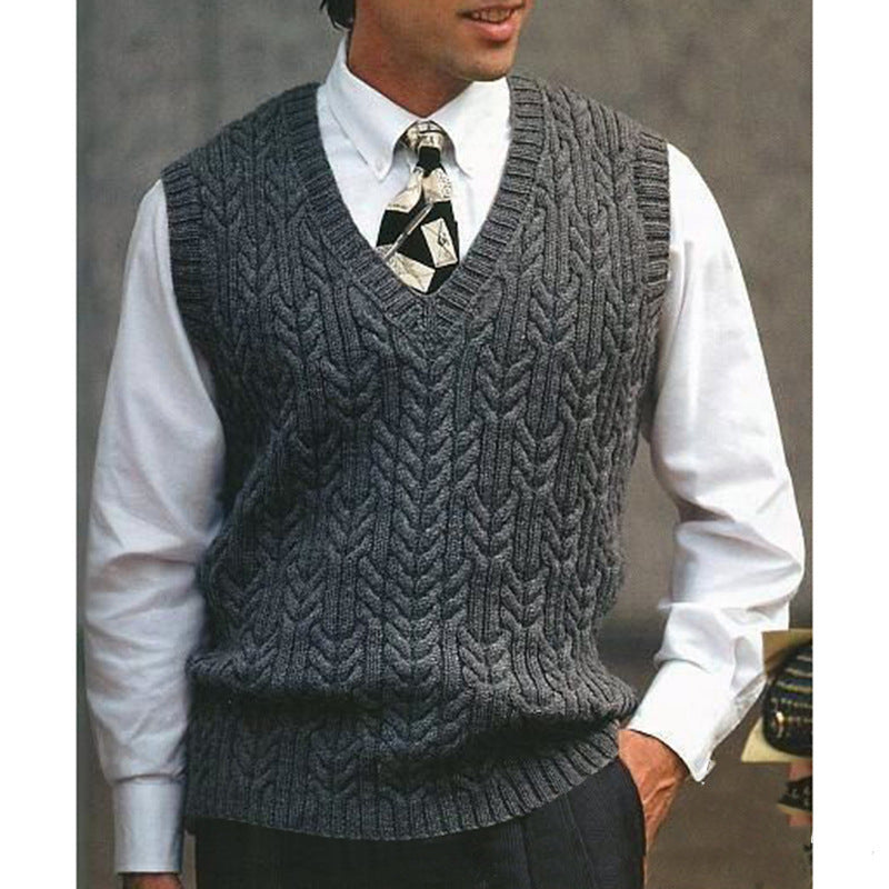 Herren Strickweste Zopfmuster Modern Flachstrick