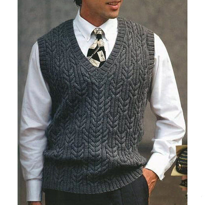 Herren Strickweste Zopfmuster Modern Flachstrick