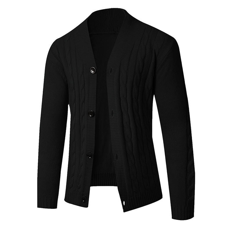 Herren Strickjacke Elegantes Zopfmuster Hochkragen Modern