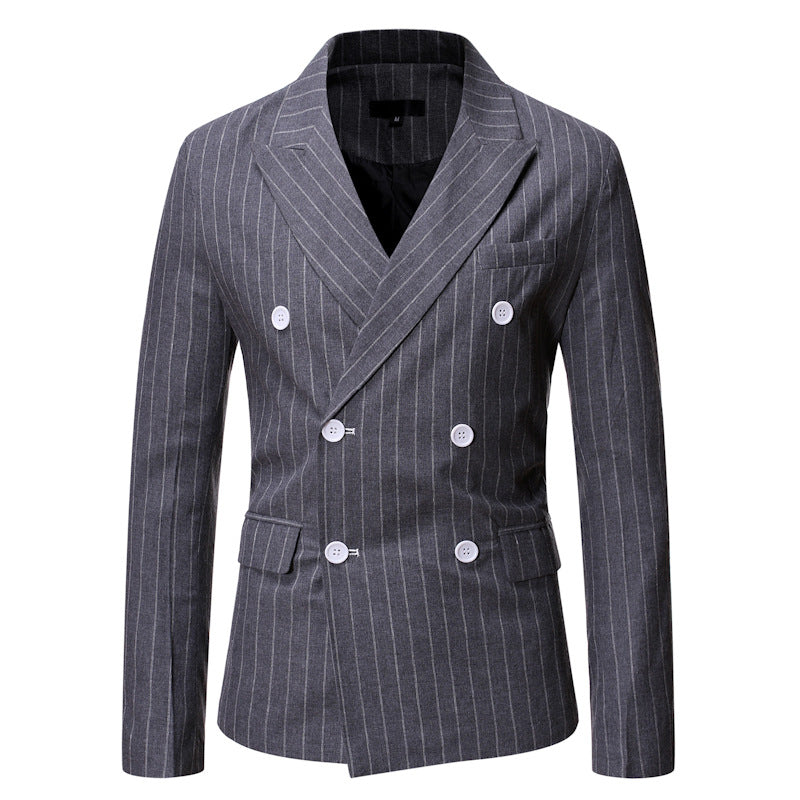 Herren Doppelreiherjacke Elegant Nadelstreifen Modern