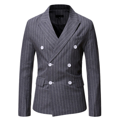 Herren Doppelreiherjacke Elegant Nadelstreifen Modern
