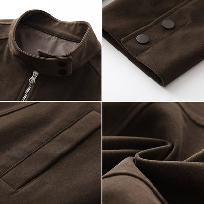 Herren Lederjacke Weich Kunstleder Reißverschluss Modern