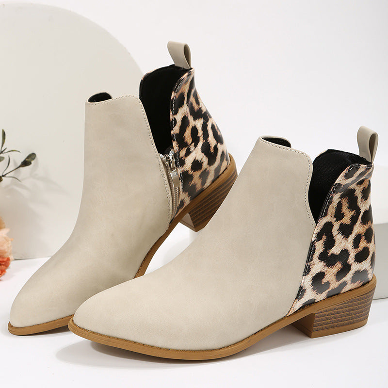 Damen Ankle Boots Leopardenmuster Elegant Schuhe - BerlinGlamour