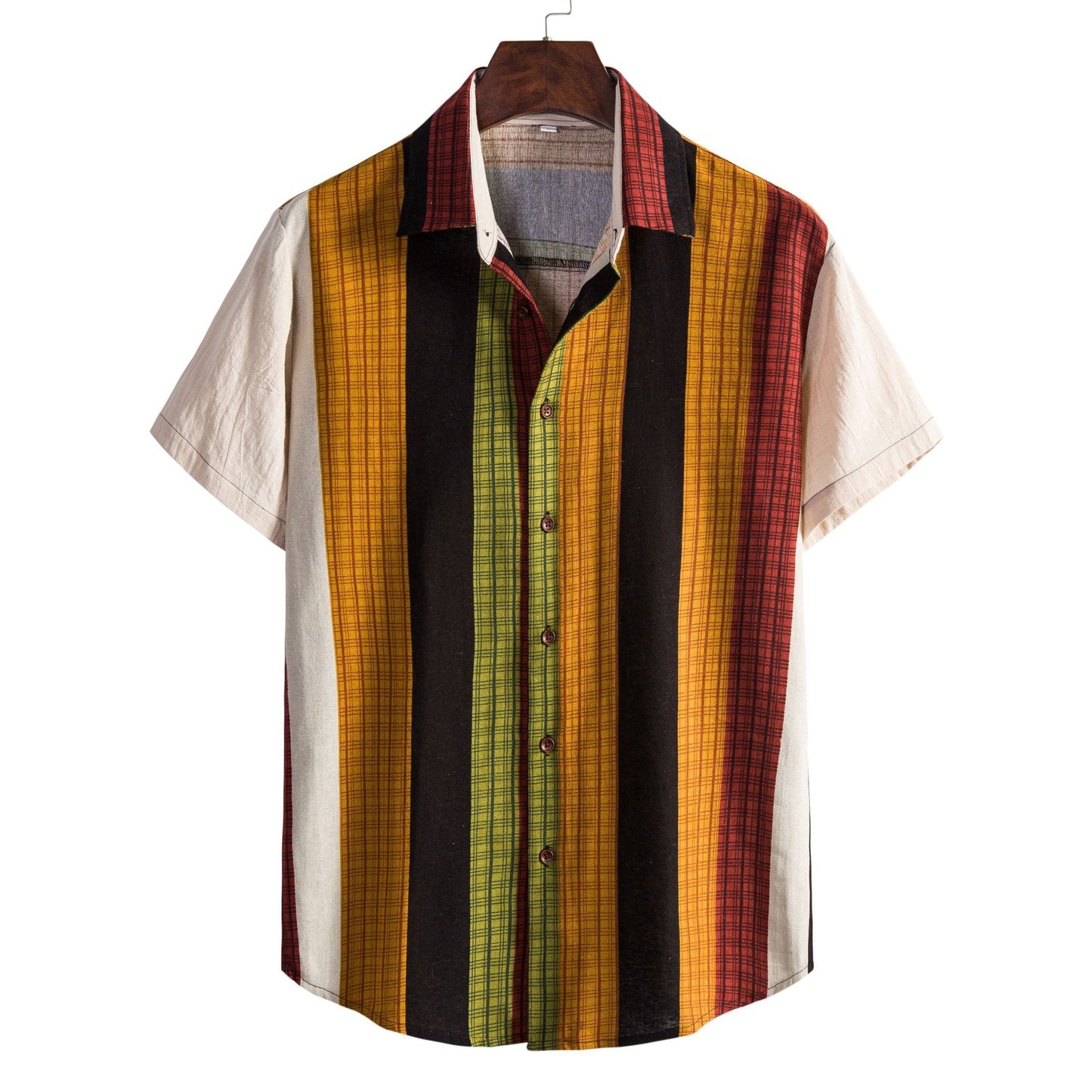 Herren Kurzarmhemd Modern Blockstreifen Design Slim Fit - BerlinGlamour