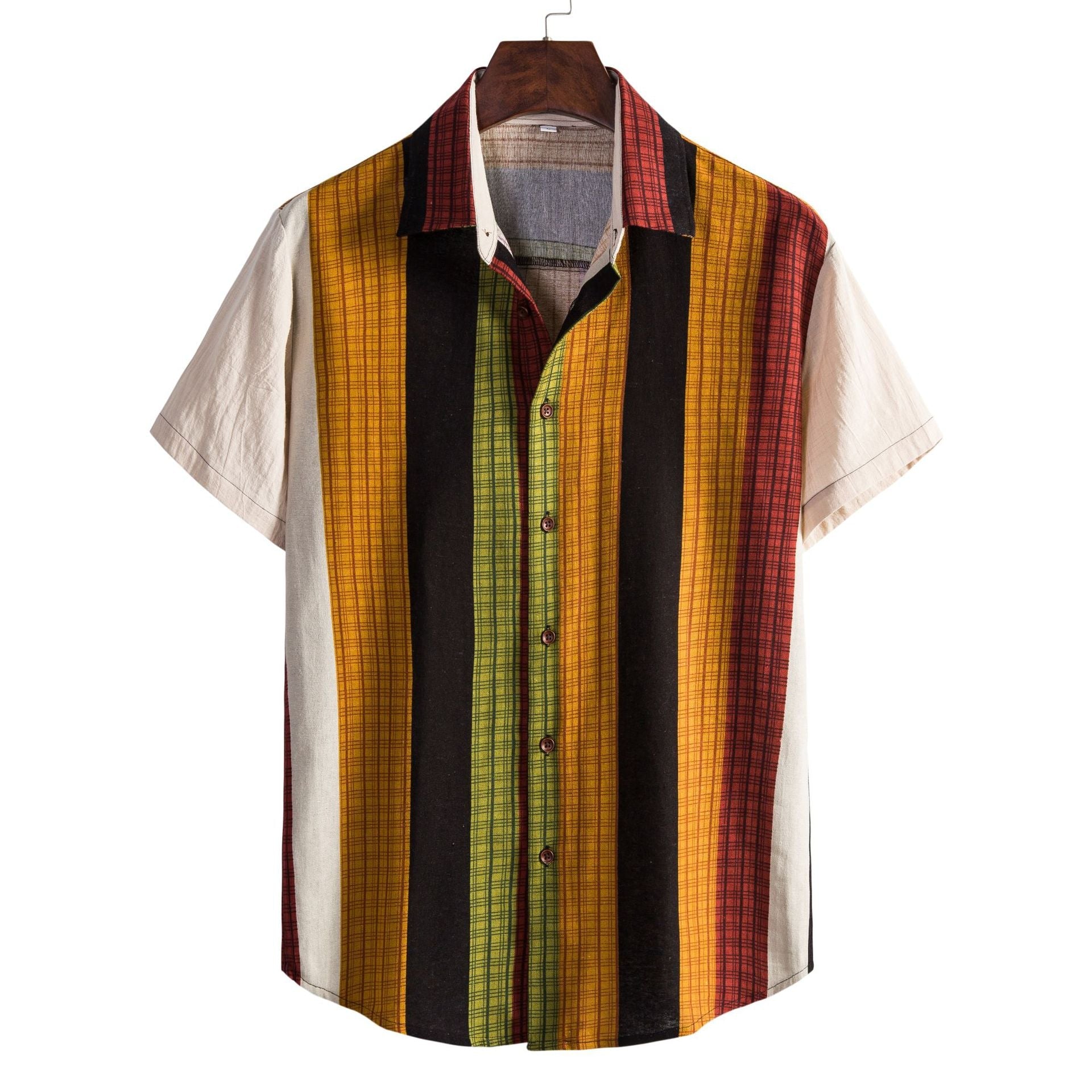 Herren Kurzarmhemd Modern Blockstreifen Design Slim Fit - BerlinGlamour