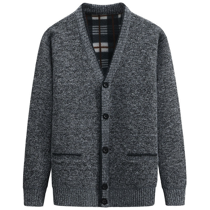 Herren Strickjacke Kariert Praktisch Mit Taschen