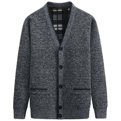 Herren Strickjacke Kariert Praktisch Mit Taschen