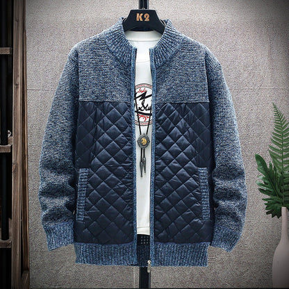 Herren Steppjacke Strickdetails Hochkragen Winter