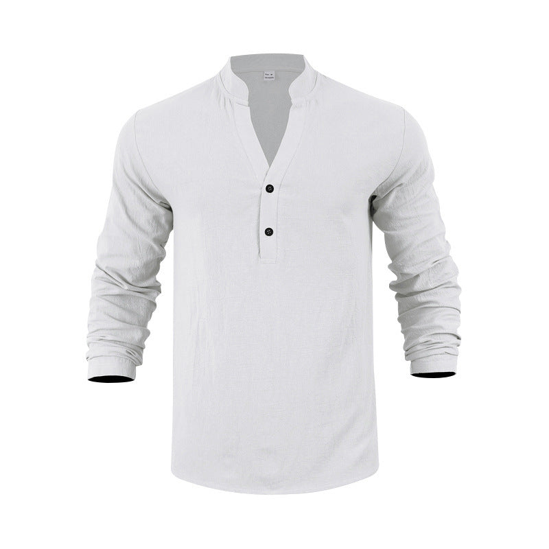 Herren Henley-Shirt Langarm Modern Knopf-Details Trendy