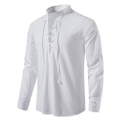 Herren Langarmhemd Modern Kordelzug Elegante