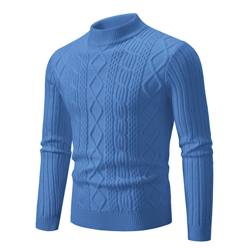 Herren Rollkragenpullover Strukturiert Rippmuster Modern