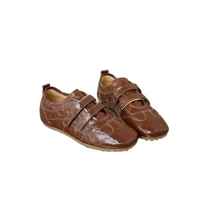 Damen Sneaker Glänzend Weich Klettverschluss