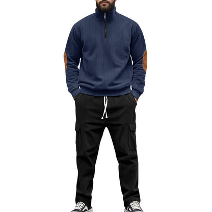 Herren Sweatshirt Set mit Cargo-Hose Hochkragen Praktisch